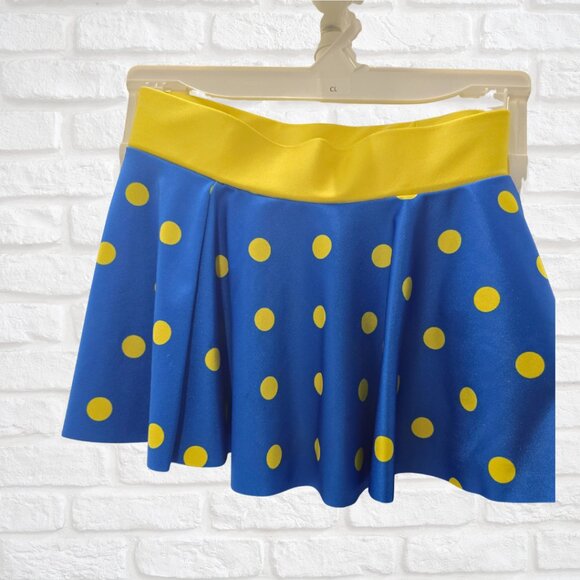 Blue & Yellow Acro Costume (Child Large) – Leotard with Skirt & Hair Bow - Picture 4 of 5